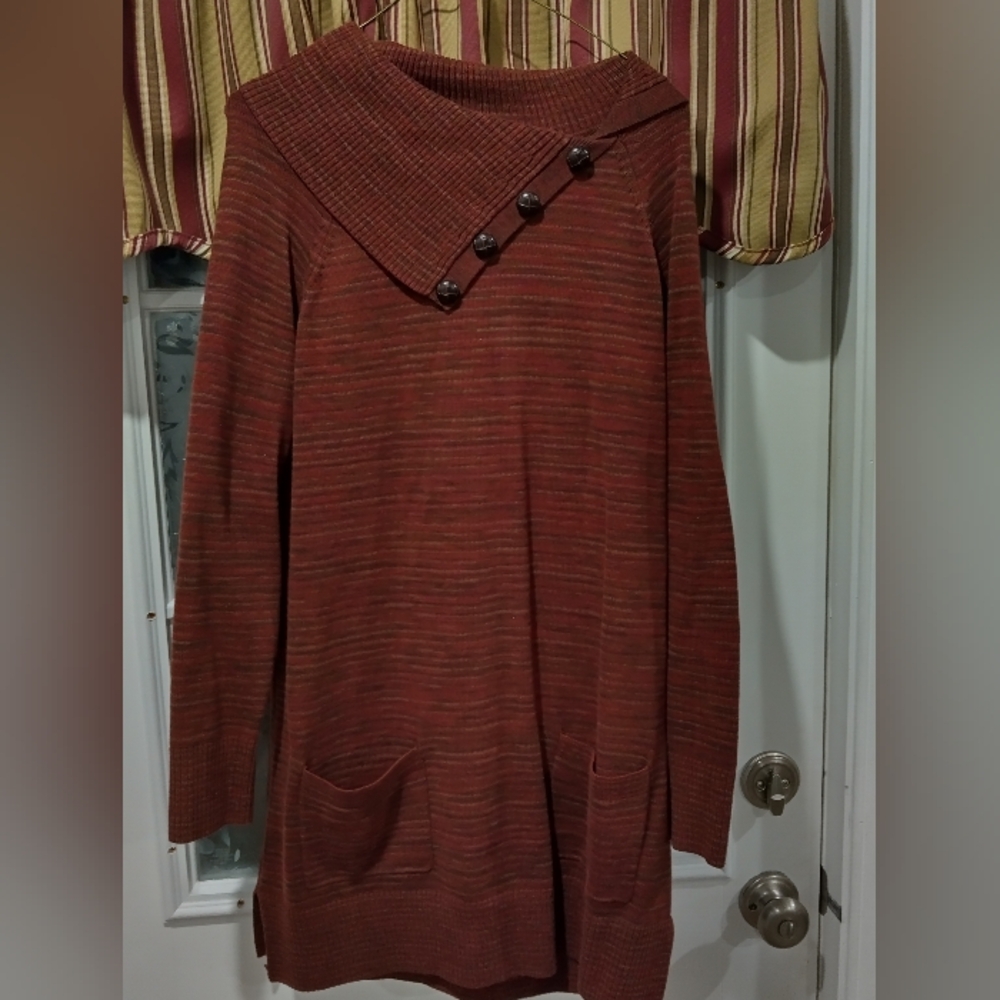 Rust Sweater with Button Detail